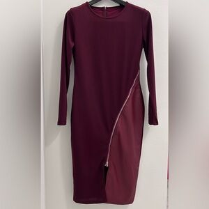 Elegant Burgundy Long Sleeve Dress